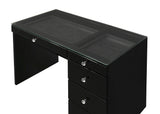 Morgan Black Vanity Set w/LED Mirror & Stool - Ornate Home