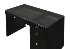 Morgan Black Vanity Set w/LED Mirror & Stool - Ornate Home