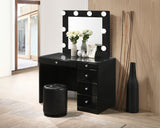 Morgan Black Vanity Set w/LED Mirror & Stool - Ornate Home