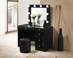 Morgan Black Vanity Set w/LED Mirror & Stool - Ornate Home