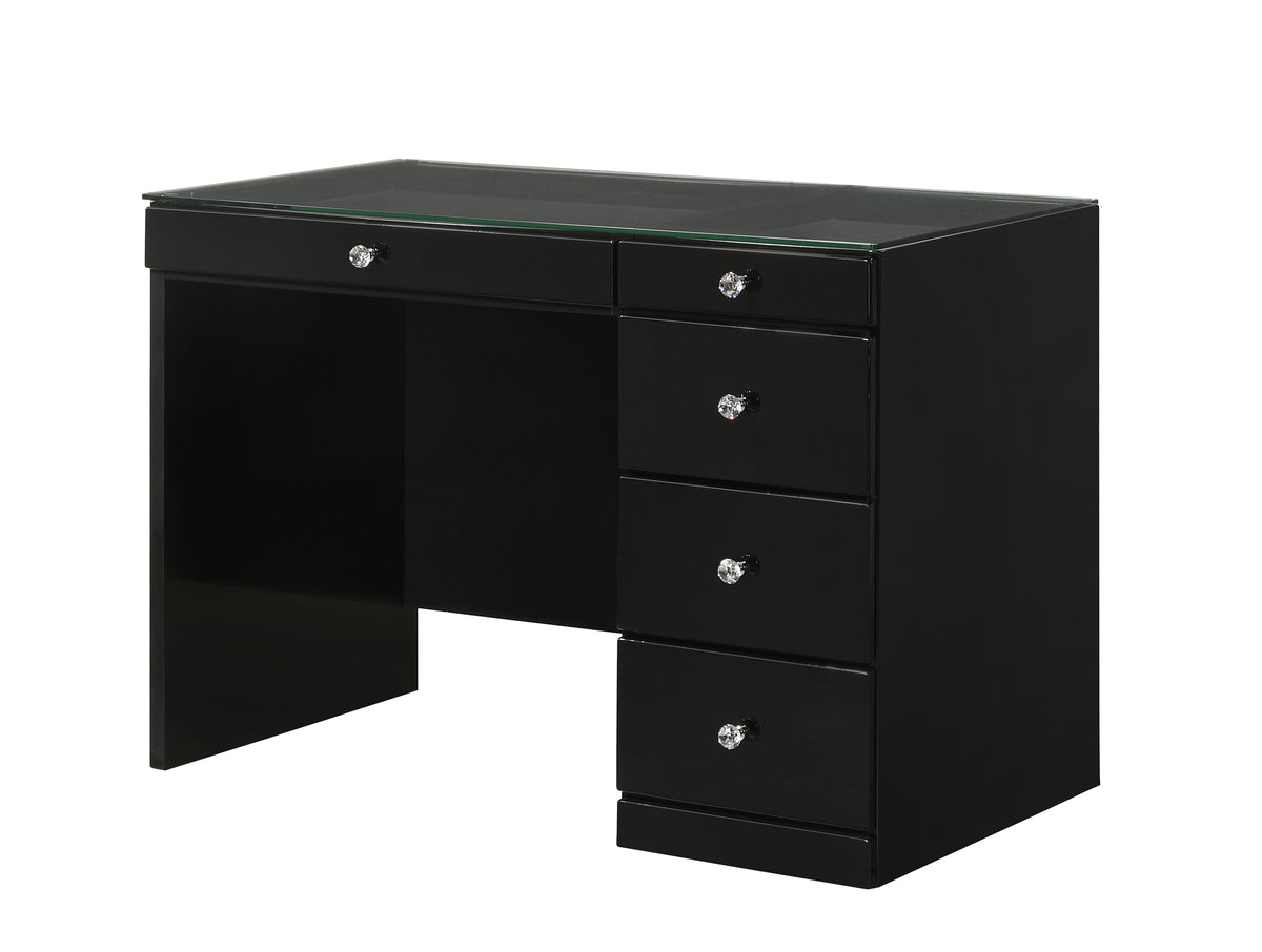 Morgan Black Vanity Set w/LED Mirror & Stool - Ornate Home
