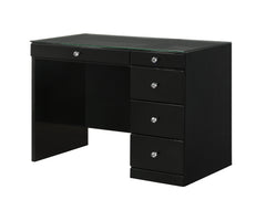 Morgan Black Vanity Set w/LED Mirror & Stool - Ornate Home