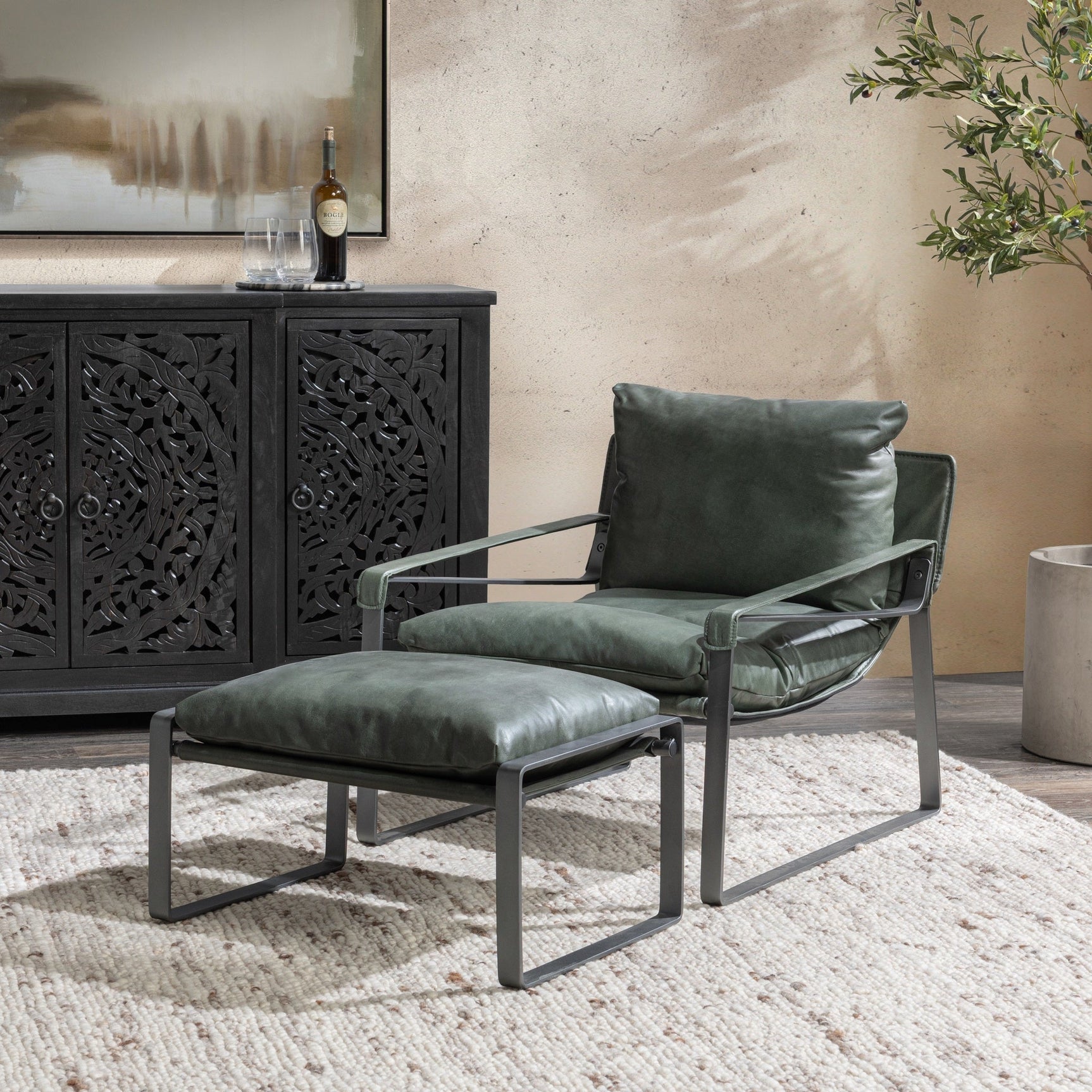 Morgan Forest Green Stool - Ornate Home