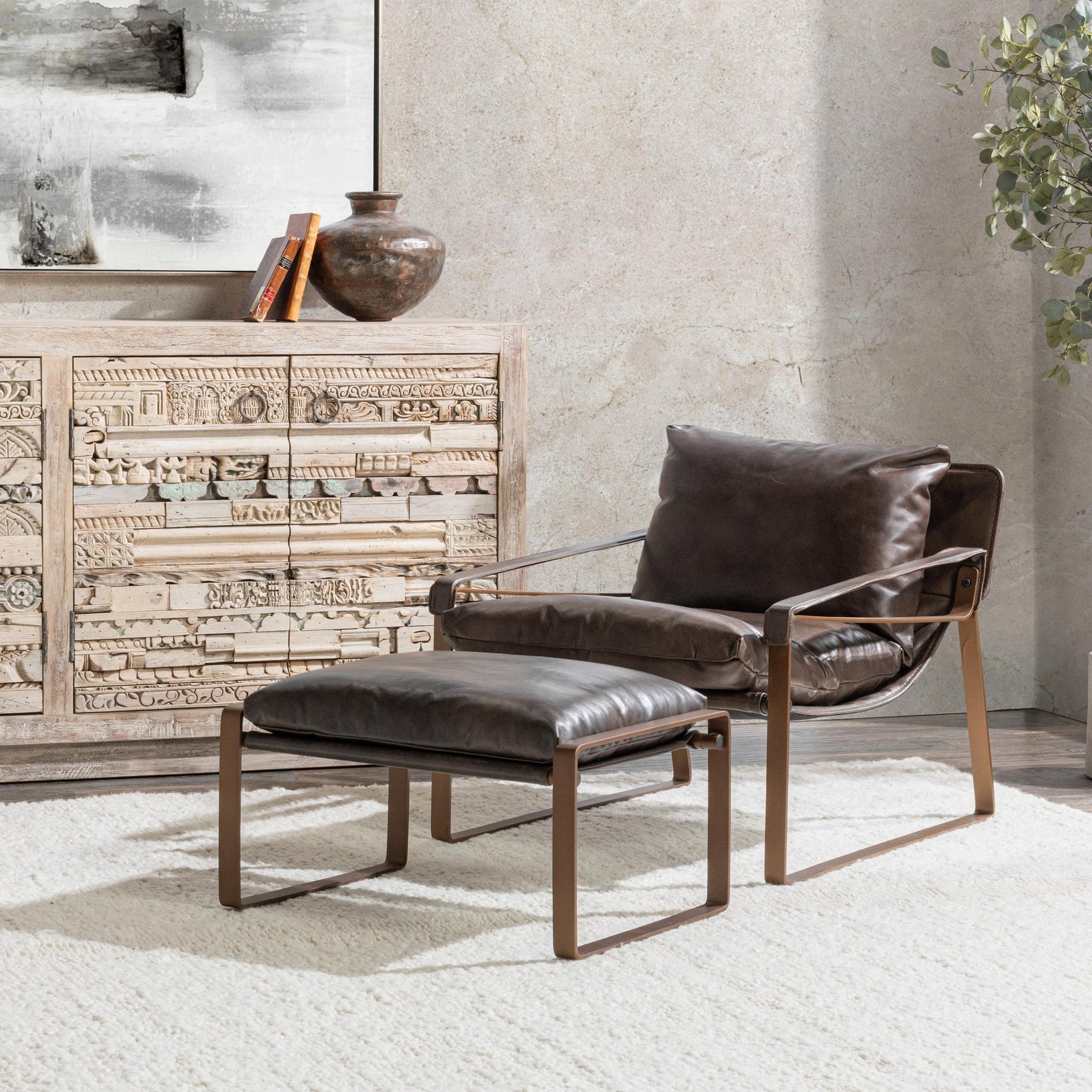 Morgan Truffle Brown Stool - Ornate Home