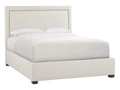 Morgan White/Cream Fabric California King Panel Bed - Ornate Home