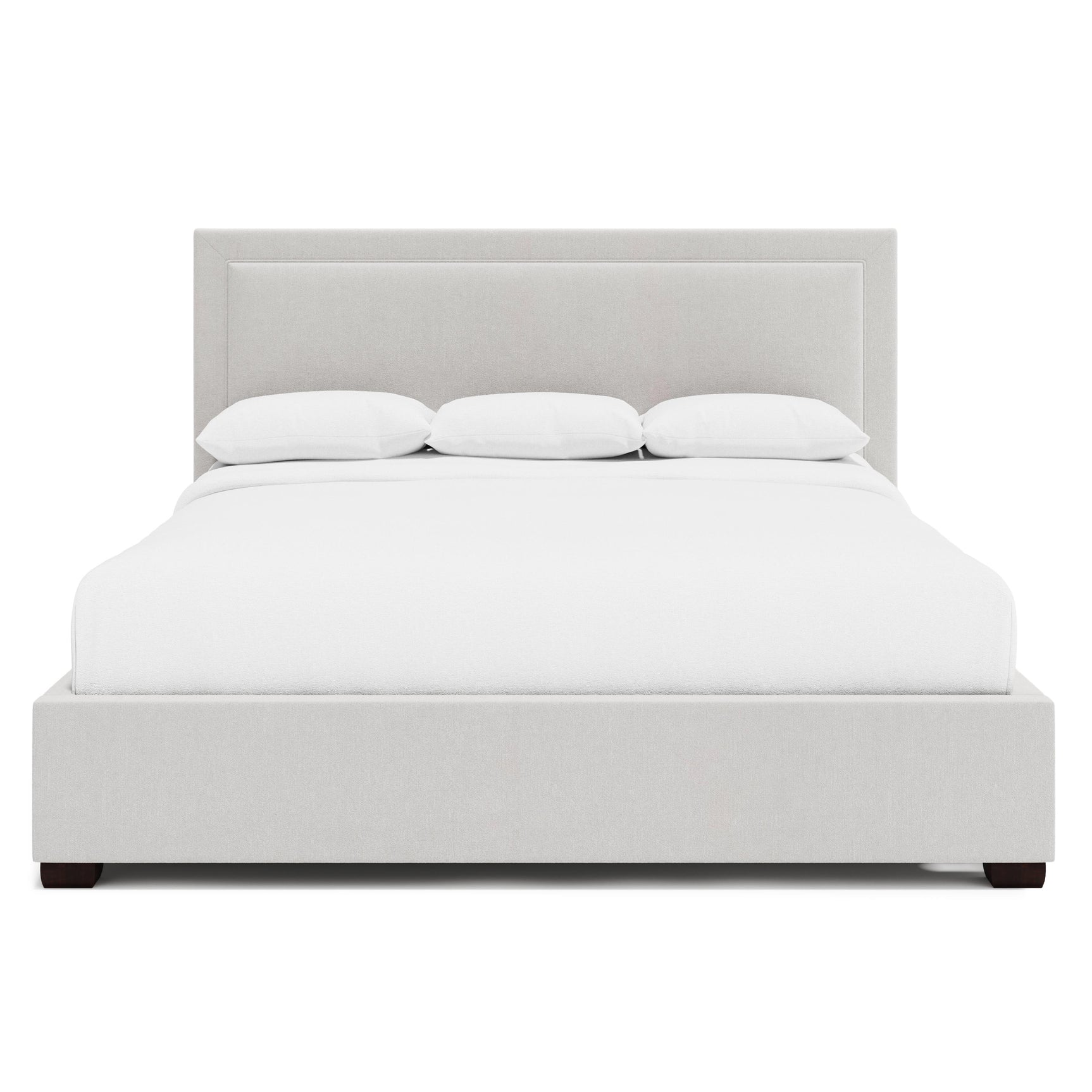 Morgan White/Cream Fabric California King Panel Bed – Standart Headboard - Ornate Home