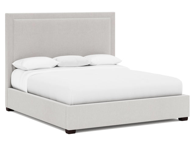 Morgan White/Cream Fabric California King Panel Bed – Tall Headboard - Ornate Home