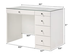 Morgan White Vanity Set w/LED Mirror & Stool - Ornate Home