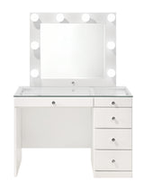 Morgan White Vanity Set w/LED Mirror - Ornate Home
