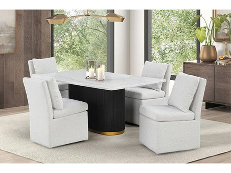 Morges Black/White 5 Piece Dining Set with 4 Square Chairs - Ornate Home