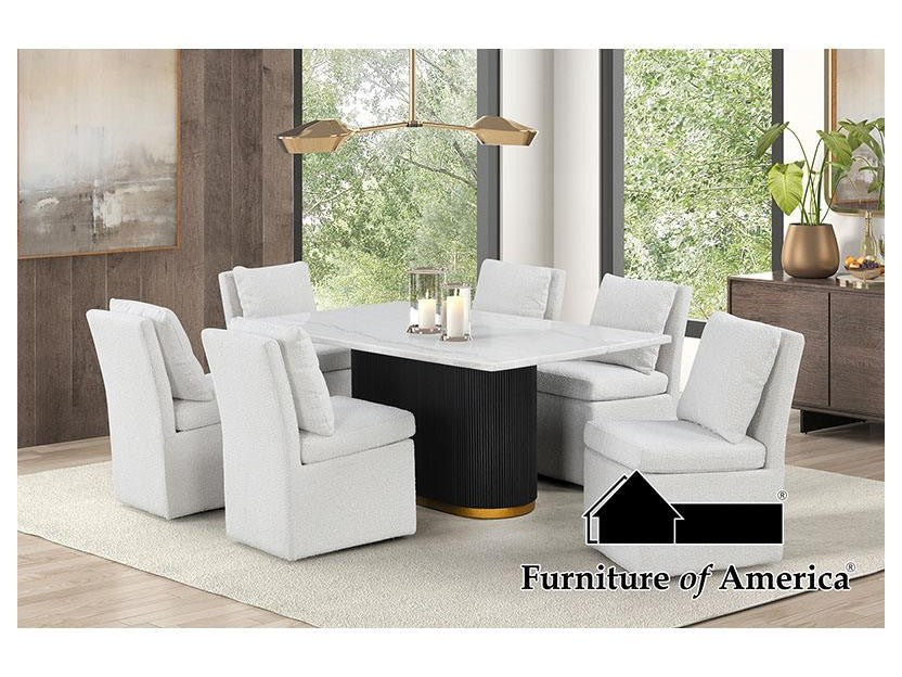 Morges Black/White 7 Piece Dining Set - Ornate Home