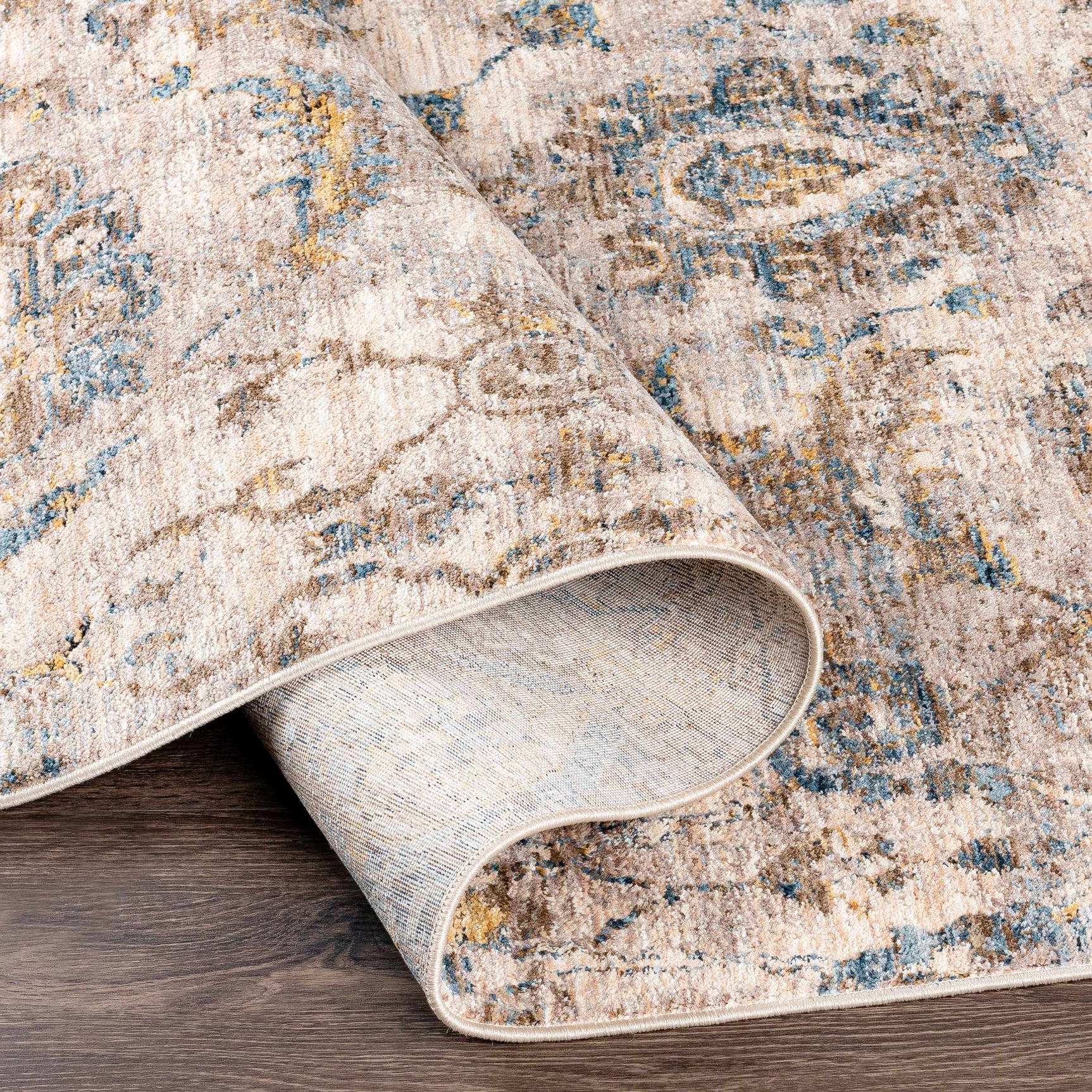 Morinville Teal Floral Rug - Ornate Home