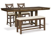Moriville Beige Counter Height Dining Table and 2 Barstools and Bench (Online Special Price) - Ornate Home