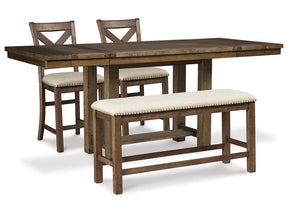 Moriville Beige Counter Height Dining Table and 2 Barstools and Bench (Online Special Price) - Ornate Home