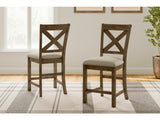 Moriville Beige Counter Height Dining Table and 2 Barstools and Bench - Ornate Home
