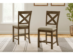 Moriville Beige Counter Height Dining Table and 2 Barstools and Bench - Ornate Home