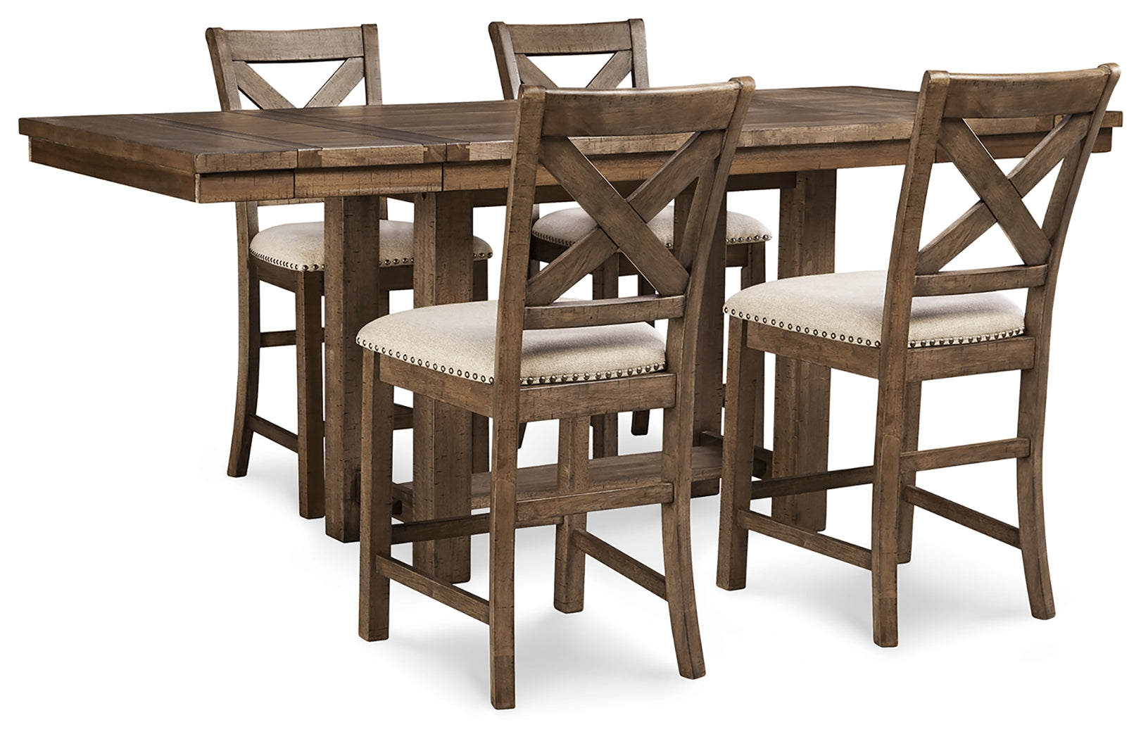 Moriville Beige Counter Height Dining Table and 4 Barstools - Ornate Home