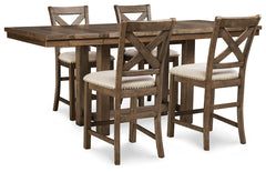 Moriville Beige Counter Height Dining Table and 4 Barstools - Ornate Home