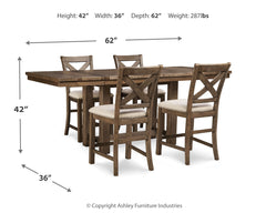Moriville Beige Counter Height Dining Table and 4 Barstools - Ornate Home