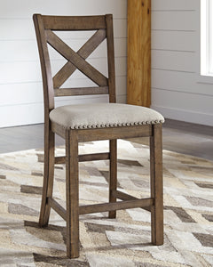 Moriville Beige Counter Height Dining Table and 6 Barstools - Ornate Home