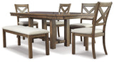 Moriville Beige Dining Table and 4 Chairs and Bench - Ornate Home
