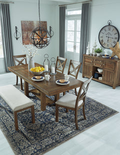 Moriville Brown/Beige Dining Table and 4 Chairs and Bench - Ornate Home