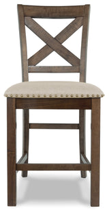 Moriville Grayish Brown Counter Height Dining Table, 4 Barstools and Server - Ornate Home