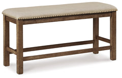 Moriville Grayish Brown Counter Height Dining Table with 4 Barstools and Bench - Ornate Home