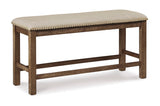 Moriville Grayish Brown Counter Height Dining Table with 6 Barstools and Bench - Ornate Home