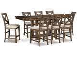 Moriville Grayish Brown Counter Height Extension Table & 8 Barstools (Online Special Price) - Ornate Home