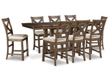 Moriville Grayish Brown Counter Height Extension Table & 8 Barstools - Ornate Home