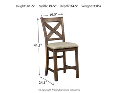 Moriville Grayish Brown Counter Height Extension Table & 8 Barstools - Ornate Home
