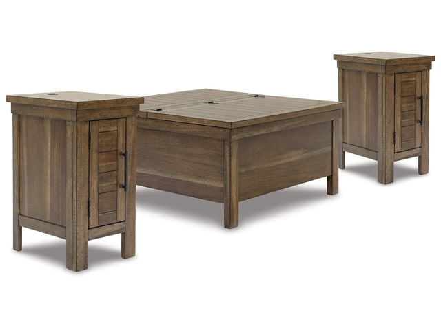 Moriville Grayish Brown Lift-top Coffee Table and 2 Chairside End Tables (Online Special Price) - Ornate Home