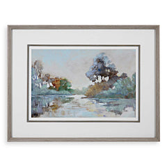 Morning Lake Multicolor Watercolor Framed Print - Ornate Home