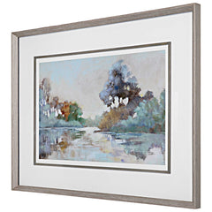 Morning Lake Multicolor Watercolor Framed Print - Ornate Home