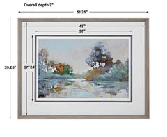 Morning Lake Multicolor Watercolor Framed Print - Ornate Home