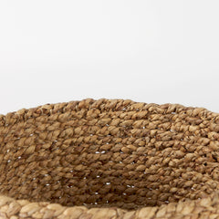 Morocco Brown Two Tone Water Hyacinth and Cornhusk Round Basket with Handles (Set of 3) - Ornate Home