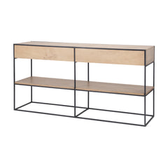 Morris Beige/Black Wood 2 Drawer Console Table