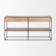 Morris Beige/Black Wood 2 Drawer Console Table