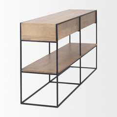Morris Beige/Black Wood 2 Drawer Console Table