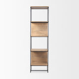 Morris Beige/Black Wood 4-Tier Shelving Unit