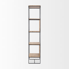 Morris Beige/Black Wood 4-Tier Shelving Unit
