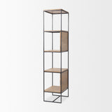 Morris Beige/Black Wood 4-Tier Shelving Unit
