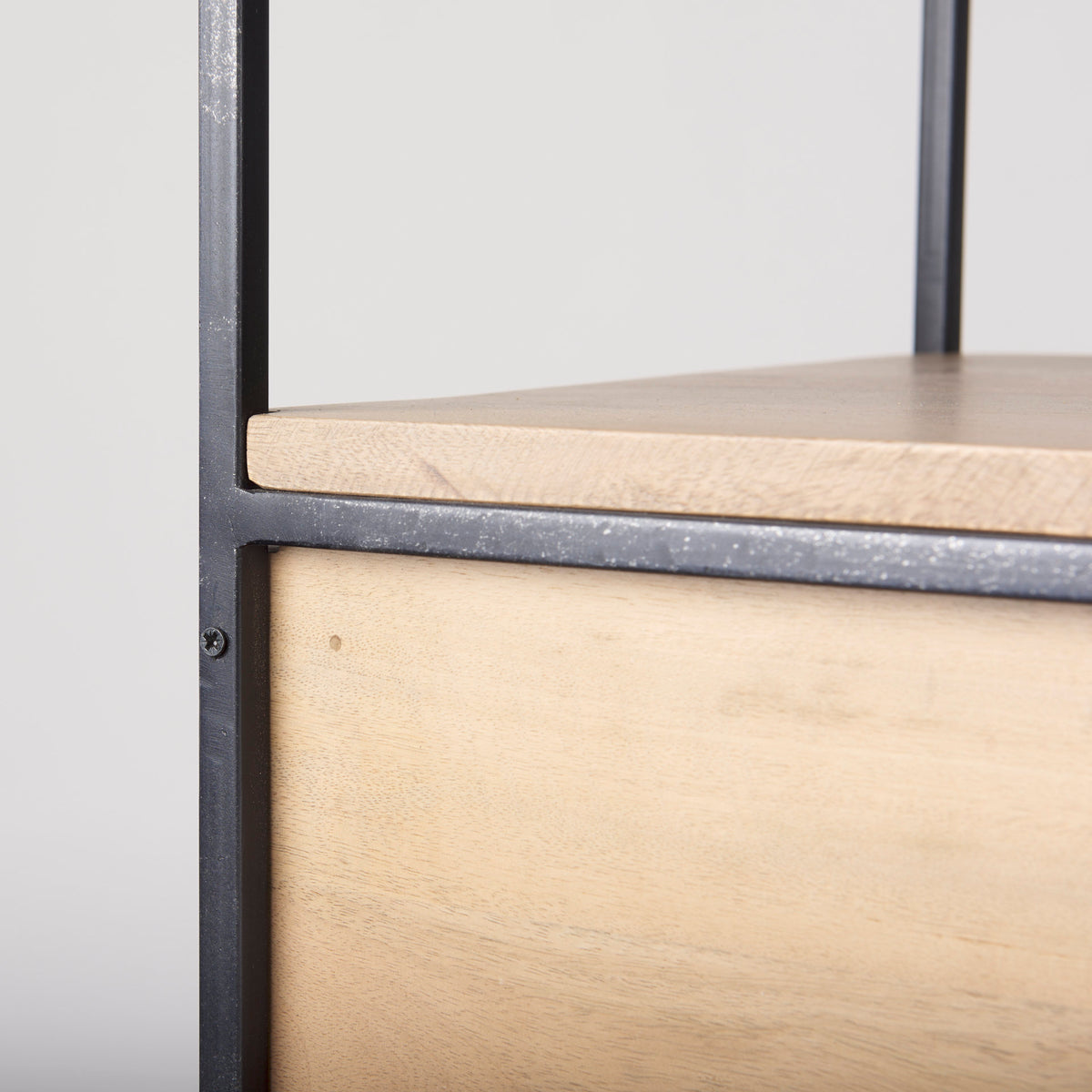 Morris Beige/Black Wood 4-Tier Shelving Unit