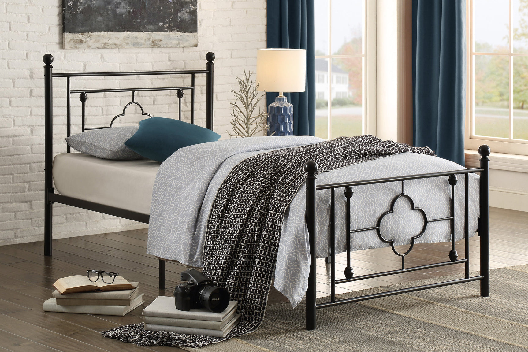 Morris Black Twin Metal Platform Bed - Ornate Home
