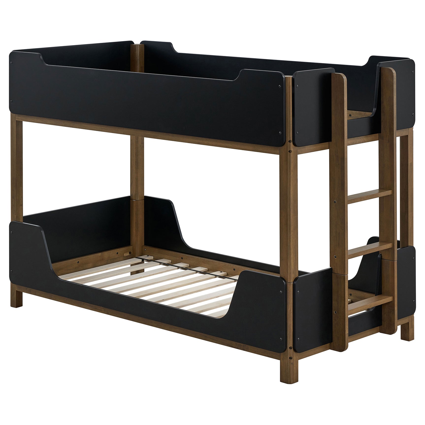 Morris Black/Walnut Twin Over Twin Wood Bunk Bed - Ornate Home