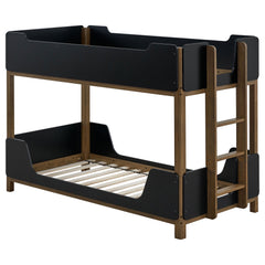 Morris Black/Walnut Twin Over Twin Wood Bunk Bed - Ornate Home