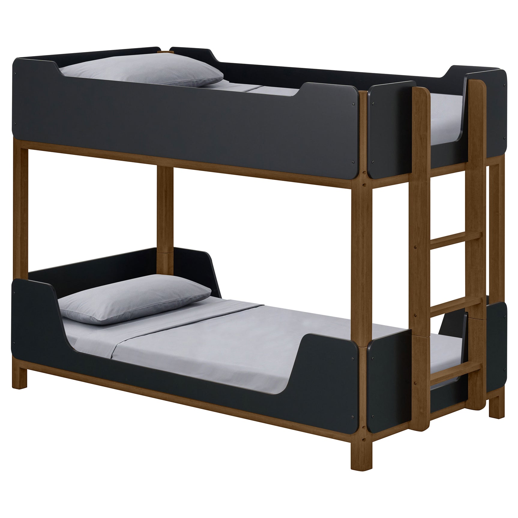 Morris Black/Walnut Twin Over Twin Wood Bunk Bed - Ornate Home