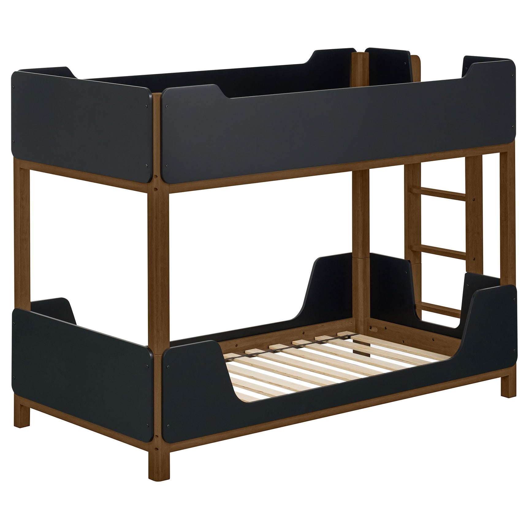 Morris Black/Walnut Twin Over Twin Wood Bunk Bed - Ornate Home