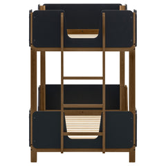 Morris Black/Walnut Twin Over Twin Wood Bunk Bed - Ornate Home